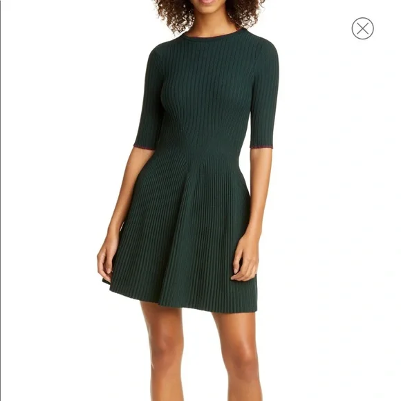 Ted Baker London | Dresses | Ted Baker Renyina Knit Skater Dress Dark Green  | Poshmark